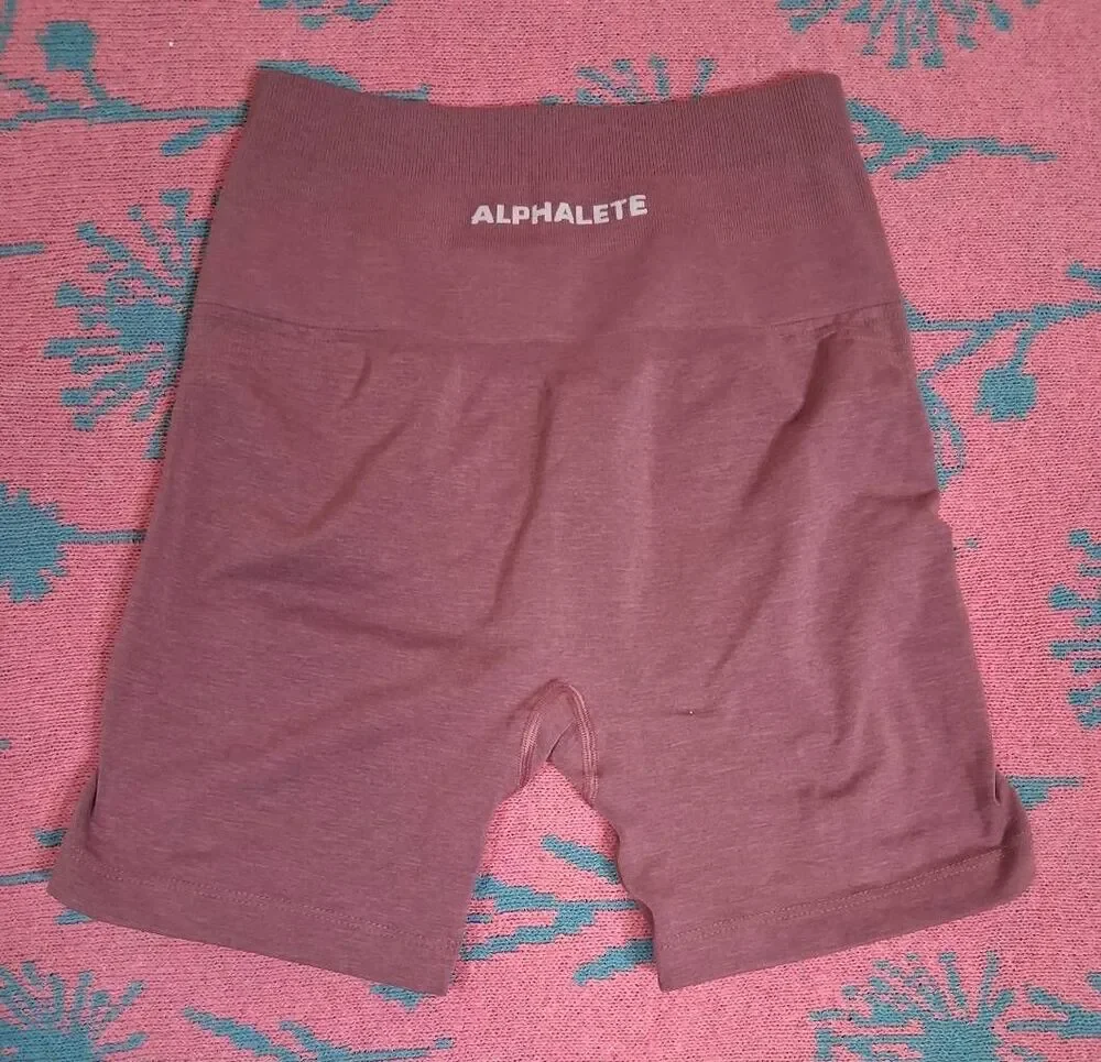 Alphalete womens small bike shorts leggings runningathletic dusty rose seamless